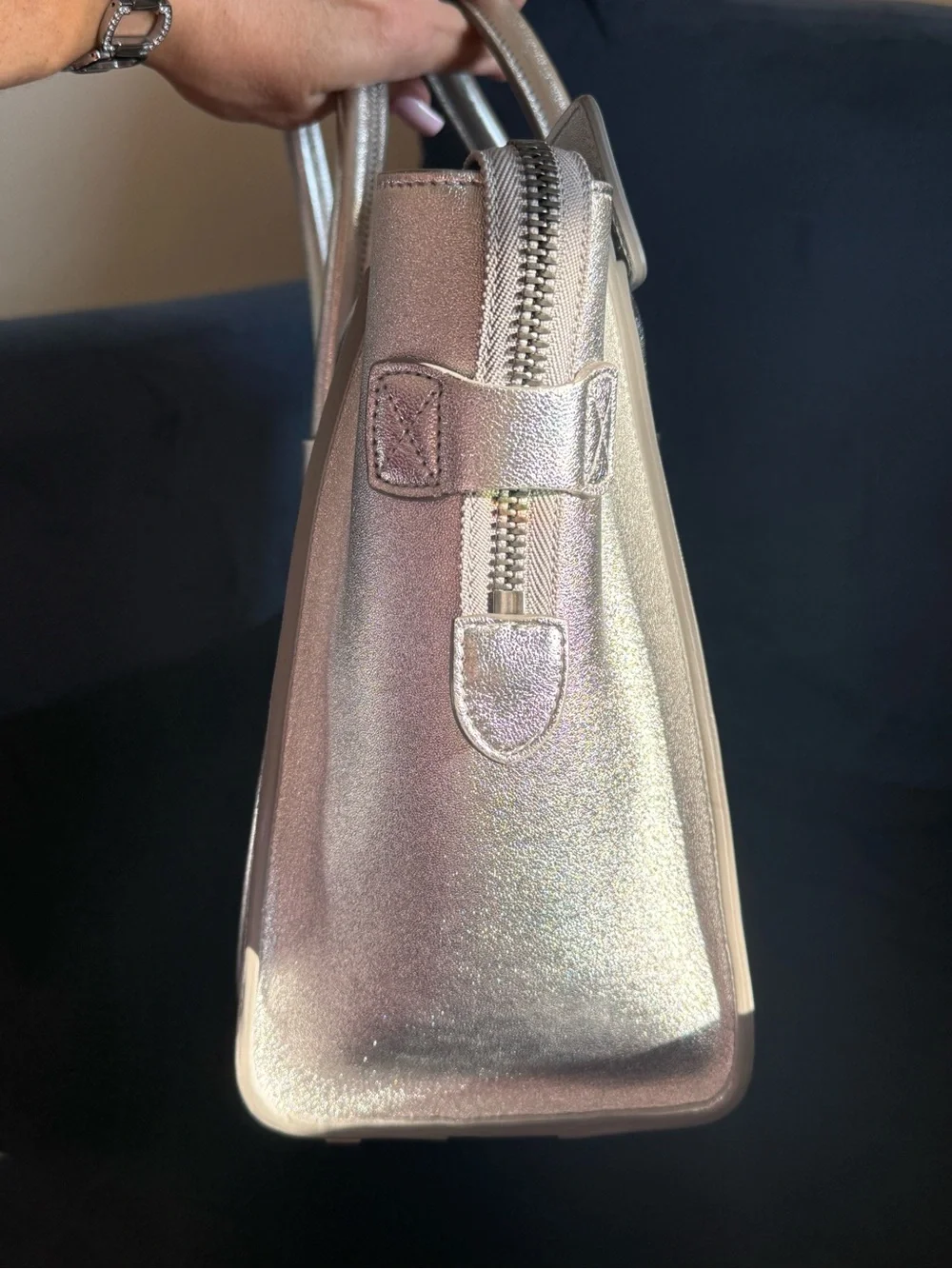 Celine metallic silver leather LUGGAGE Micro tote EUC! 🌟 😍